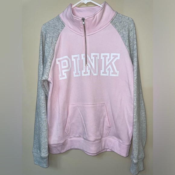 Victoria’s Secret PINK Campus Quarter-Zip Pullover Pink Small New Without Tags - Picture 2 of 5